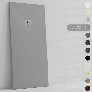 SOULBATH Receveur de Douche -R&eacute;sine -Gel Coat -Texture Lisse/Pierre -Antid&eacute;rapant -Couleur Gris - 140x90- Extra plat 3cm. Bonde de Vidage incluse
