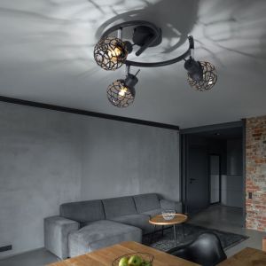 Globo - Plafonnier plafonnier salon boule grise aluminium tresse cristal lampe spot rondell, spots mobiles, 3x G9, d 25 cm