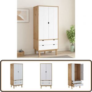 Vidaxl - Garde-robe otta Marron et blanc 76,5x53x172 cm Bois massif pin - Armoire - Meuble Rangement - Placard - Dressing - Bois Massif
