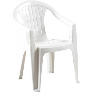 Salone - Fauteuil en re'sine antichoc blanc 56x56x79 cm chaise pour jardin exte'rieur