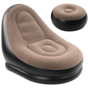 Canapé Gonflable Et Repose-Pieds, 125X 85 X 100 cm, Fauteuil Gonflable Exterieur Et Pouf Gonflable Exterieur, Convient pour L'Intérieur Et
