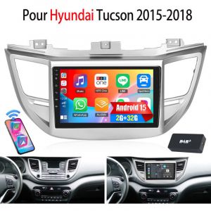 DAB+ Autoradio Android 15 32/64 Go avec CarPlay et GPS pour Hyundai Tucson 2015-18 - Navigation RDS - 2+32G DAB+