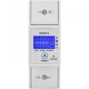 Compteur d'&Eacute;nergie Monophas&eacute; 5-80A 230V 50Hz Compteur d'&Eacute;nergie Monophas&eacute; de R&eacute;tro&eacute;clairage LCD, Compteur KWh Montage sur Rail DIN DDS015, M&egrave;tre Watt