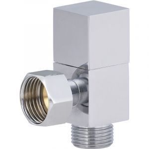 Nt Noyon & Thiebault &ndash; Robinet d'arr&ecirc;t &eacute;querre 1/4 tour 12x17 &ndash; Laiton &ndash; Raccord m&acirc;le et femelle 12x17 &ndash; Design cubique moderne pour WC - 4tour