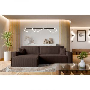 Canap&eacute; d'Angle r&eacute;versible convertible avec fonction de couchage Karl XL coffre universel en velours c&ocirc;tel&eacute; brun chocolat du fabricant VINOTTI