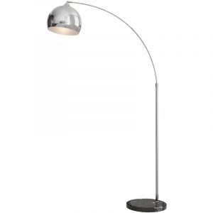 Lampadaire d'int&eacute;rieur Lampadaire lampe de salon arc r&eacute;glable pied marbre style vintage 40W E27 dim. 100-115L x 30l x 170-180H cm noir gris
