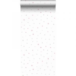 Sanders&sanders - papier peint petites &eacute;toiles vieux rose, beige et blanc