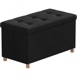 Banc de Rangement, Pouf Coffre Rangement avec Pieds de Tabouret, Coffre de Rangement, Coffre a Jouet, Pouf Salon, Noir, 76 x 38 x 38 cm