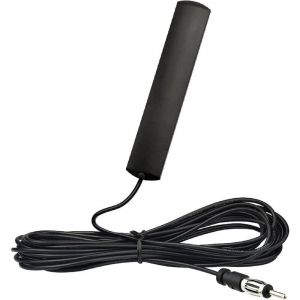 Antenne Autoradio Voiture Brise Collante Adaptateur Fiche DIN avec 3m C&acirc;ble Compatible avec Auto Camion V&eacute;hicule SUV Jeep FM AM Radio Amplificateur