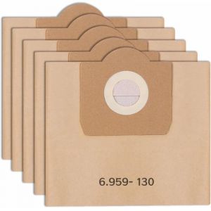 Lot de 5 Sacs Aspirateur pour Karcher 6.959-130.0 A2201 WD3 Sacs Filtrants en Papier de Rechange pour Aspirateur Wet & Dry, Sac pour Karcher WD3