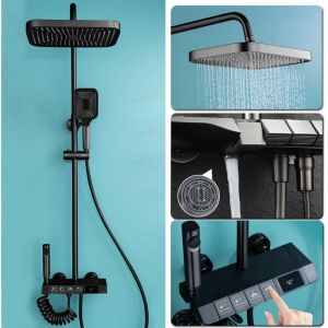 Syst&egrave;me de douche avec douche de pluie de 30 cm, robinet de douche, pomme de douche de 86-120 cm, ensemble de douche, 3 modes de jet, ensemble de