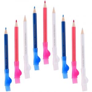 Lot de 9 stylos de tailleur pour tissus, marqueurs, crayons de couleur, outil de quilling triangulaire, craie pour tissu, bois, plastique