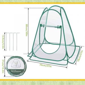 Serres de Jardin Mini Pop-up 70x70x80cm - Housses de Protection Plantes pour Balcon, Abri Hivernal pour Fleurs et Légumes, Montage Rapide