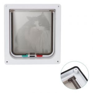 Chatiere Pour Chat Chien porte pour chat Chatière à 4 Positions avec Tunnel Cache Découpe,trappe chat Taille m 20x19.2x5.5cm - Einfeben