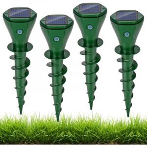 R&eacute;pulsif solaire anti-taupes, vibration ultrasonique, anti-taupes efficace, lot de 4, anti-taupes, &eacute;tanch&eacute;it&eacute; IP66, r&eacute;pulsif ultrasonique