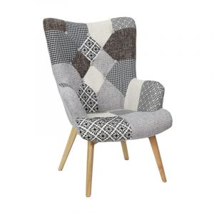 Fauteuil Patchwork Design 'Helsinki' 100cm Gris