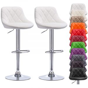 Sifree - Tabouret de bar lot de 4,Tabouret,Si&egrave;ge bien rembourr&eacute;,Hauteur r&eacute;glable,Facile &agrave; nettoyer,Blanc