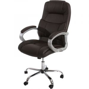 HHG - Fauteuil de bureau am&eacute;ricain Boston xxl, charge 150kg, similicuir, marron