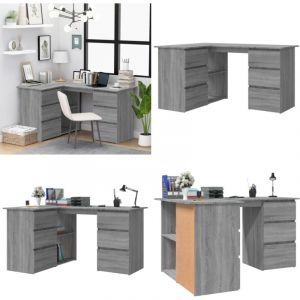 Vidaxl - Bureau d'angle Sonoma gris 145x100x76 cm Bois d'ingénierie - Bureau D'angle - Bureau En Bois - Meuble De Bureau - Bureau Design - Bureau