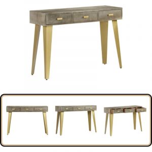 Vidaxl - Table console Bois de manguier Gris avec laiton 110x35x76 cm - Table Basse - Meuble Entrée - Table D'appoint - Table Console Vintage - Table
