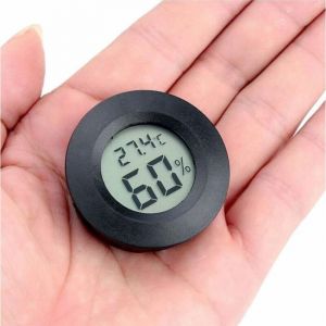 Thermom&egrave;tre Mini 4.5cm Noir Thermom&egrave;tre Hygrometre Digital，&Eacute;cran LCD Digital Int&eacute;rieur ext&eacute;rieure Portable thermometre Rond Piles Incluses,pour