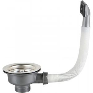 Cr&eacute;pine de panier de vidange d'&eacute;vier de cuisine, 110 mm 1&frac12;", en acier inoxydable, avec trop-plein rectangulaire, adapt&eacute;e aux drains d'&eacute;vier de