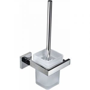 Porte Brosse Toilette Support Mural, Brosse WC pour Toilette en INOX et Verre, Chrom&eacute; Miroir Poli