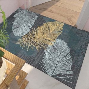 Tapis de Salon 80x120cm velours poils doux plumes Bleu-Gris tapis salle a manger,tapis chambre,tapis de bain,tapis de sport,tapis antid&eacute;rapant,tapis