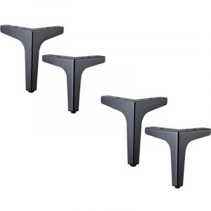 Lot de 4 Pieds de Canap&eacute; Metal 10 cm, Pieds de Table Basse M&eacute;tal Charge Jusqu'&agrave; 800 KG Pied de Meuble Noir, Support de Table en Fer Forge/Sofa, Pied