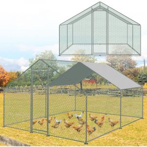 Enclos poulailler grillagé avec porte latérale et toit dôme 9 m² 3x3x2m - Einfeben