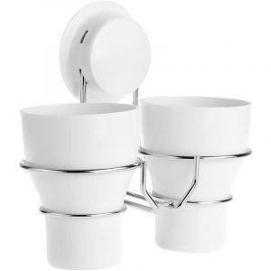 PP + ABS + Acier INOX 200Cu3 Support Mural Porte Gobelets Brosse &agrave; Dents Ventouse Suspendu Le Mur pour Toilettes Salle Bain