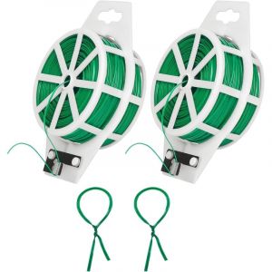 2 pi&egrave;ces Fil de fer pour plantes, fil de fer avec coupe-fil, fil de fer plastifi&eacute;, fil de fer multifonctionnel, 100 m