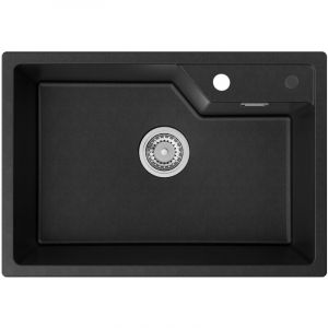 Cecipa Max - vier en granit 65 x 45 cm, &eacute;vier de cuisine en granit, &eacute;vier &agrave; poser, avec siphon et trop-plein, anthracite