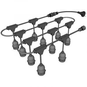 Guirlande d&eacute;corative ext&eacute;rieure avec douille E27 suspendue 5mts 10 ampoules E27 led Couleurs d'ampoules - Jandei