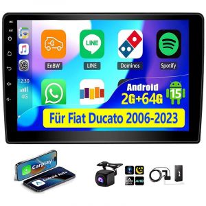Autoradio Android 15 avec DAB+ pour Fiat Ducato (2006-2023) - GPS, Wi-Fi, Bluetooth, RDS - 2+64G DAB+ CAM