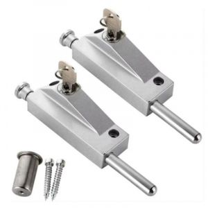 Linghhang - argent) 2 pi&egrave;ces Verrou de porte en alliage d'aluminium, verrou de sol, verrou de s&eacute;curit&eacute; antivol, verrou de porte tournante