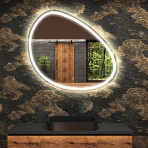 Artforma - Miroir de salle de bain led - Miroir 104x74cm asymétrique - Interrupteur sensitif - Blanc Froid - (OBKA222)