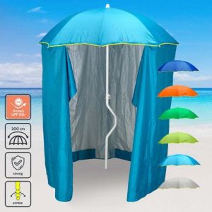 Parasol de plage l&eacute;ger visser tente protection uv GiraFacile 200 cm Zeus - Turquoise