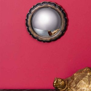Miroir convexe Fleur noir doré 19cm