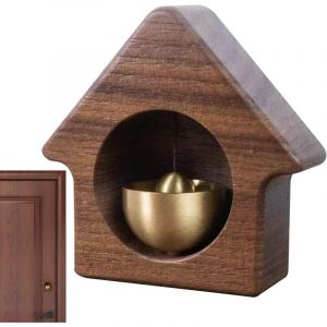 CCYKXA Petite sonnette de porte, carillon de porte Cloche de porte de cloche de commer&ccedil;ant magn&eacute;tique en bois avec cloche en laiton,Carillons &eacute;oliens