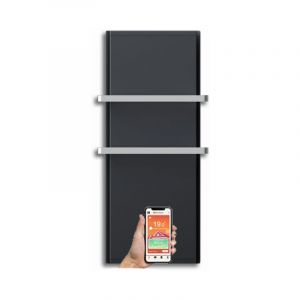 Radialight - Radiateur &eacute;lectrique vertical wi-fi avec lumi&egrave;re led 110x45 cm gris anthracite icon ICO10112 Noir mat
