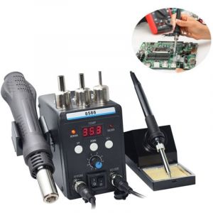 700W Station de Soudage et de Fer &agrave; Souder &agrave; Air Chaud, 2 en 1 Fer a Souder Pour Le Dessoudage Station Air Chaud 200500&deg;C Temp&eacute;rature R&eacute;glable 8586