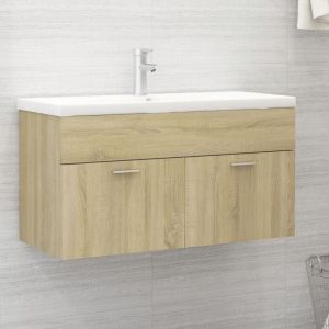 Maison Chic - Meuble de salle de bain Contemporain - Meuble sous vasque - Ch&ecirc;ne sonoma 90x38,5x46 cm Agglom&eacute;r&eacute; Chic-853088