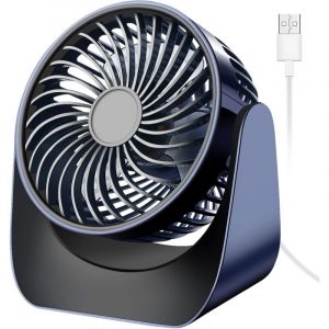 Ventilateur usb Silencieux, Mini Ventilateur Bureau 3 Vitesses, 360&deg; Rotation Petit Ventilateur de Table Portable Performant pour Chambre Voiture