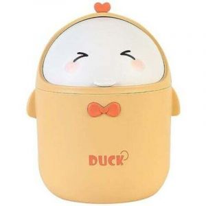 (Jaune)Mini Poubelle De Bureau Avec Couvercle, Poubelle de Style Dessin Anim&eacute; Mignon Portable, Poubelle Bureau, Petite Poubelle de Salle De Bain,