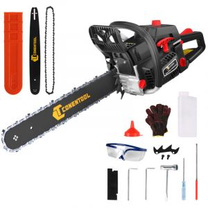 Tron&ccedil;onneuse thermique Conentool Tron&ccedil;onneuse &agrave; essence 58cc, Moteur thermique 2 temps, lame 18', longueur de coupe 45,7cm Abattage et &eacute;lagage, Noir