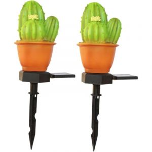 2 pi&egrave;ces Lampe Solaire Jardin Forme Cactus &Eacute;tanche &agrave; &Eacute;nergie Solaire avec