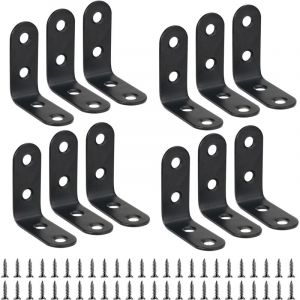 Basetbl - 12 Pièces équerre de Fixation 40mmX40mm Equerre de Fixation Noir Angle Droit Support en forme de l 40mm équerre Angle 90 Degrés en Acier