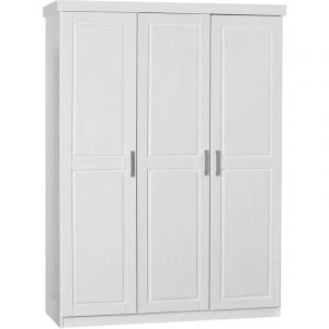 Altobuy - alaska - Armoire 3 Portes + Penderie Bois Massif Vernis Blanc