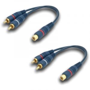 C&acirc;ble Cinch R&eacute;partiteur Audio Adaptateur C&acirc;ble Y RCA, 15CM C&acirc;ble RCA vers JACK 1 Femelle &agrave; 2 M&acirc;le RCA C&acirc;ble pour Caisson Basses, Phono, AV, Audio,